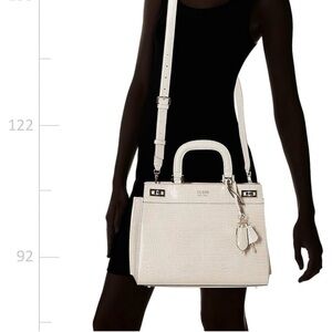 Guess Elegant White Crocodile-Embossed Handbag-preloved